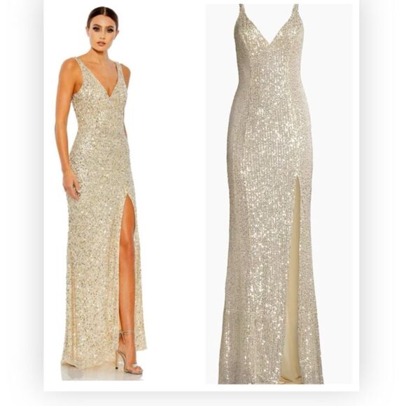 Mac Duggal 11276 Dress Sequined Sleeveless Column Gown NWT size 8 $398 - Picture 1 of 6